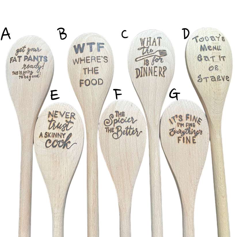 Cuchara de cocina 14" utensilios de cocina quemados de madera hechos a mano de madera de haya