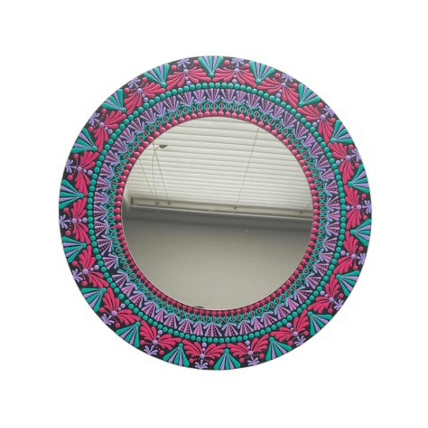 Espejos de pared Dot Art Mandala Colores vibrantes Pintura acrílica hecha a mano Trabajo de arte en el hogar y la oficina
