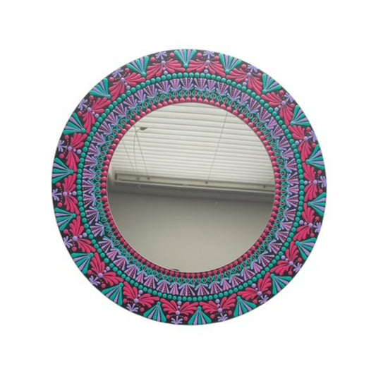 Espejos de pared Dot Art Mandala Colores vibrantes Pintura acrílica hecha a mano Trabajo de arte en el hogar y la oficina