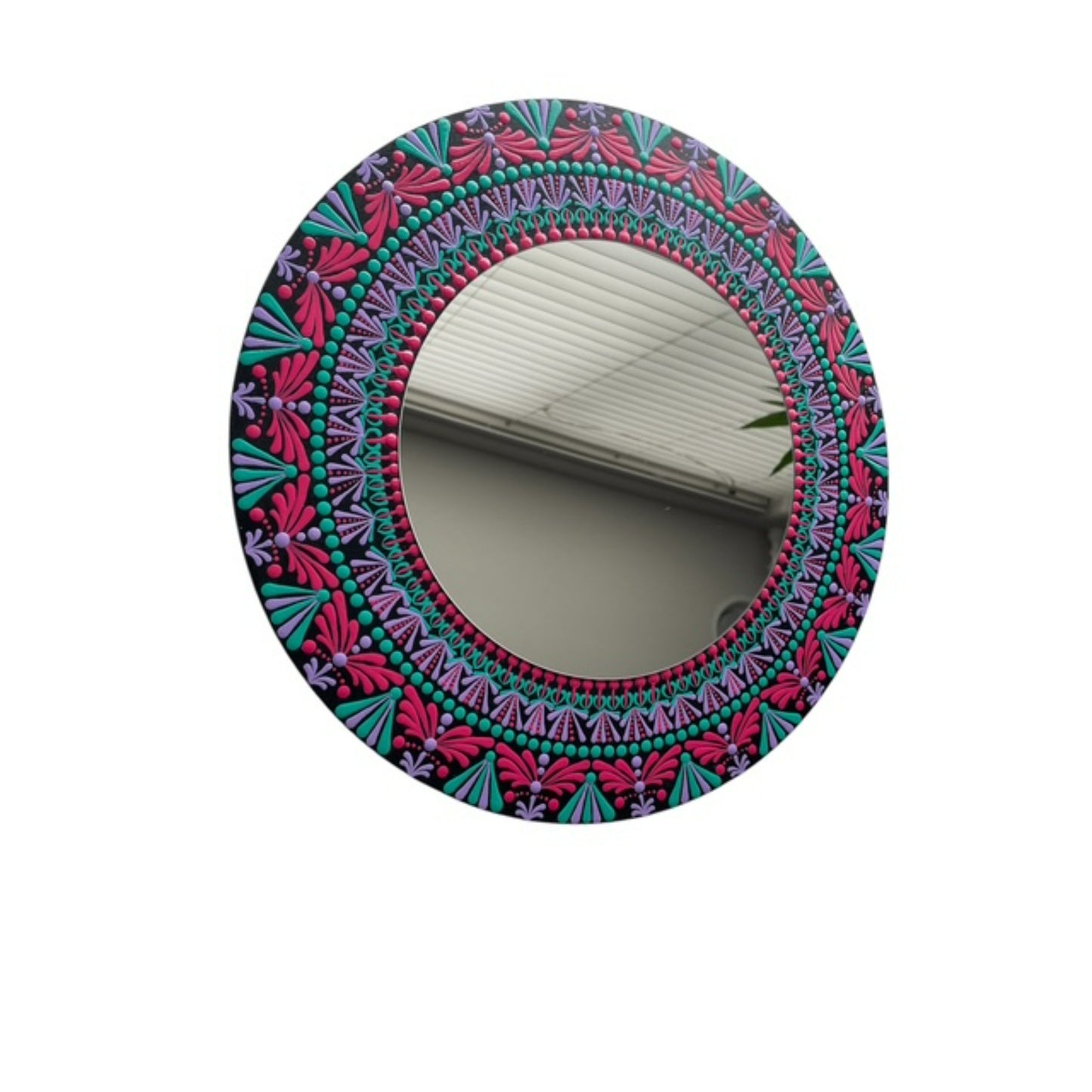 Espejos de pared Dot Art Mandala Colores vibrantes Pintura acrílica hecha a mano Trabajo de arte en el hogar y la oficina