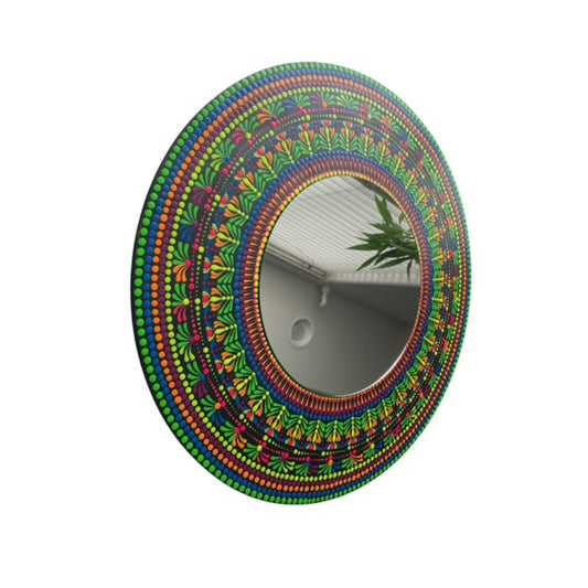 Espejos de pared Dot Art Mandala Colores vibrantes Pintura acrílica hecha a mano Trabajo de arte en el hogar y la oficina
