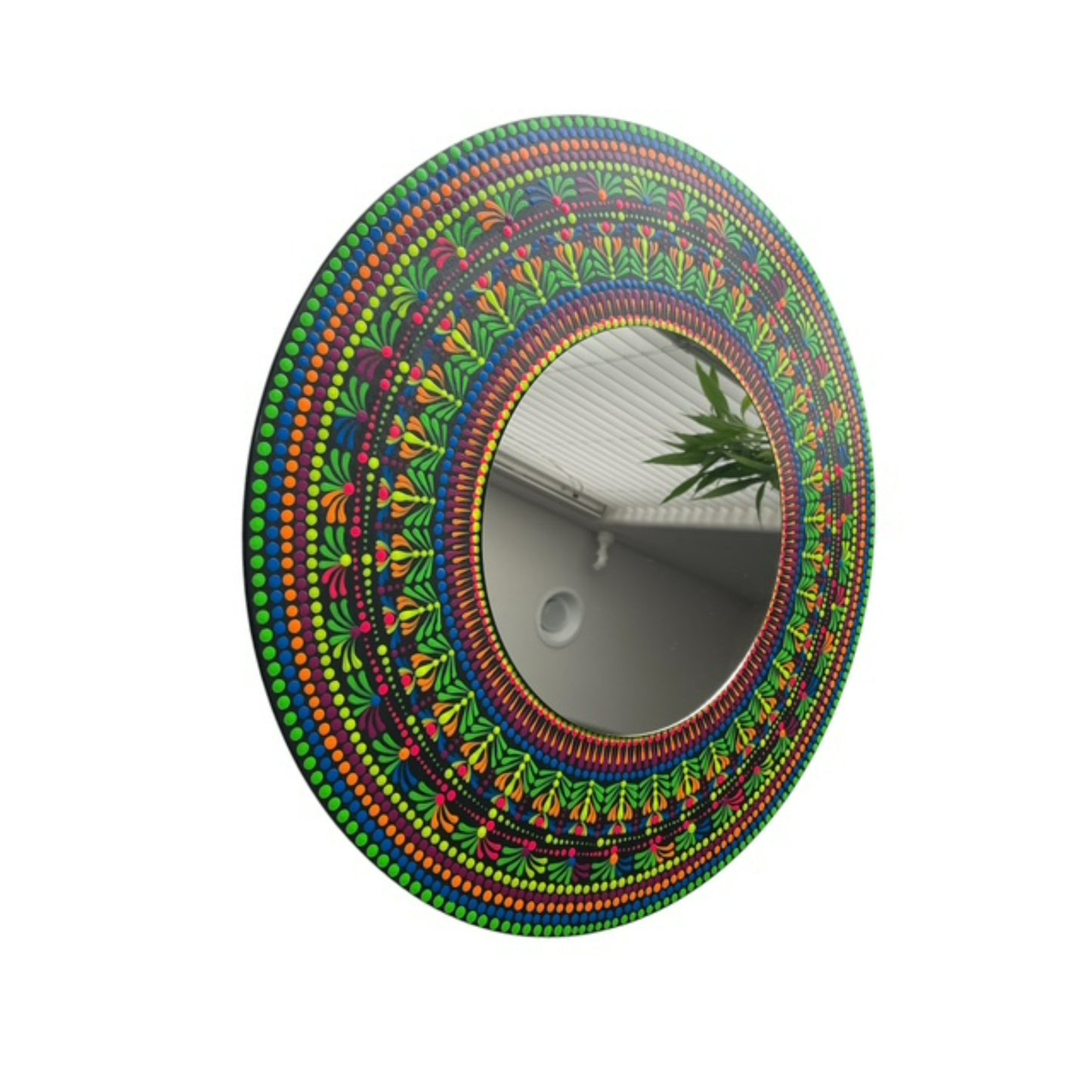 Espejos de pared Dot Art Mandala Colores vibrantes Pintura acrílica hecha a mano Trabajo de arte en el hogar y la oficina