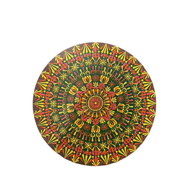 Mandala con espejos Dot Art Naranja Mar Verde y Azul Colores Pintura acrílica hecha a mano