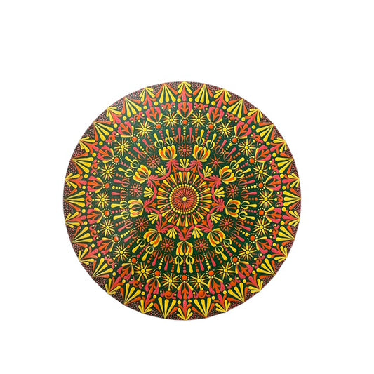Mandala con espejos Dot Art Naranja Mar Verde y Azul Colores Pintura acrílica hecha a mano