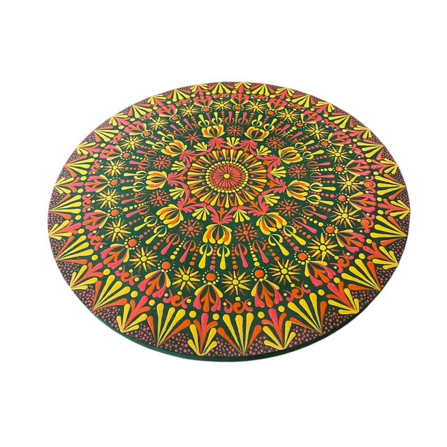 Mandala con espejos Dot Art Naranja Mar Verde y Azul Colores Pintura acrílica hecha a mano