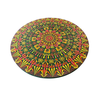 Mandala con espejos Dot Art Naranja Mar Verde y Azul Colores Pintura acrílica hecha a mano