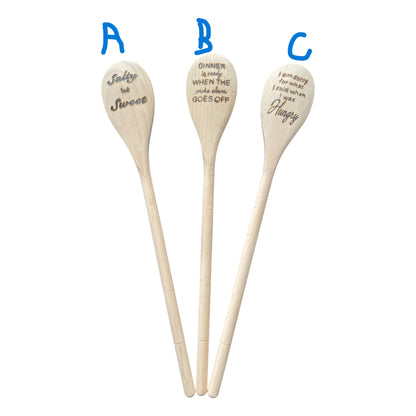 Cuchara de cocina 14" utensilios de cocina quemados de madera hechos a mano de madera de haya