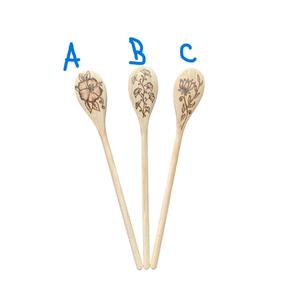Cuchara de cocina 14" utensilios de cocina quemados de madera hechos a mano de madera de haya