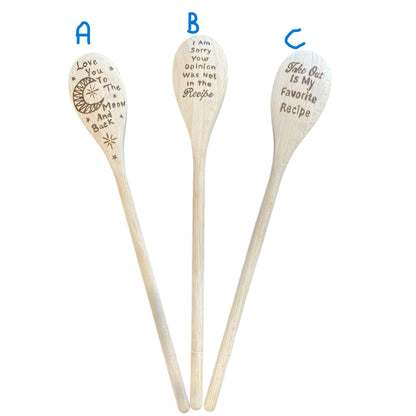 Beechwood 14" Cooking Spoons Handmade Custom Designs