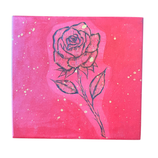 Red Green Orange Rose Wooden Plaques Wall Decor Wood Burned Painted