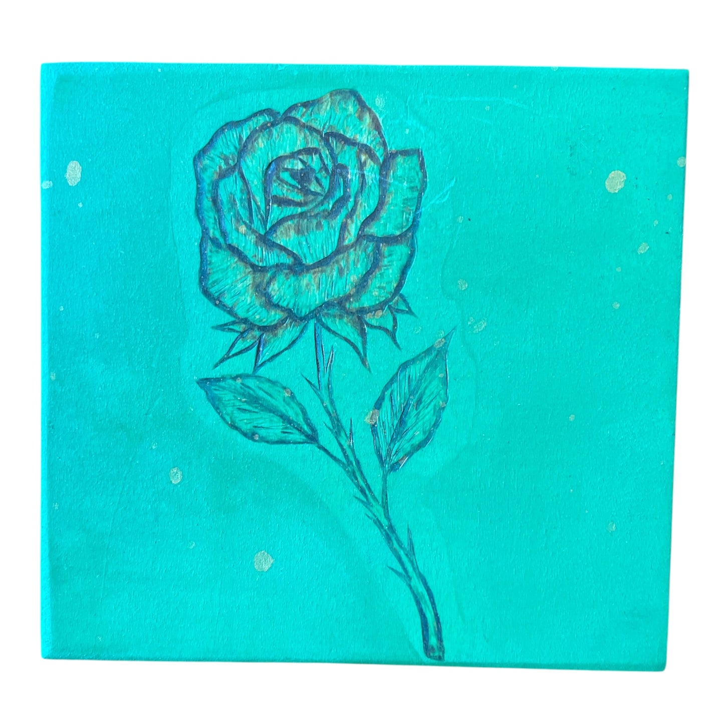Red Green Orange Rose Wooden Plaques Wall Decor Wood Burned Painted