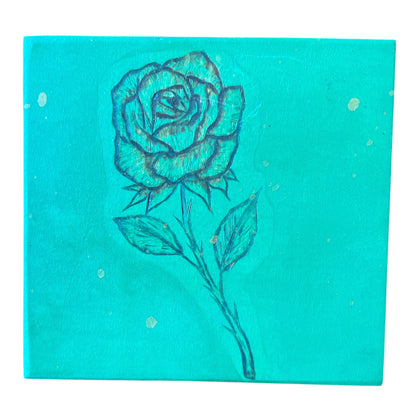 Red Green Orange Rose Wooden Plaques Wall Decor Wood Burned Painted
