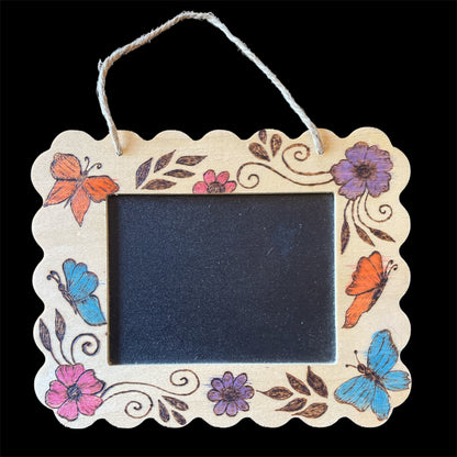 Chalk boards Room Decor Door Hanging with Wood Burned Designs and Painted
