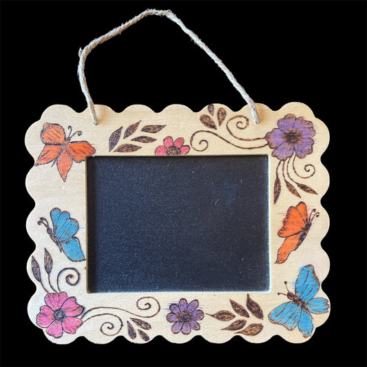 Chalk boards Room Decor Door Hanging with Wood Burned Designs and Painted