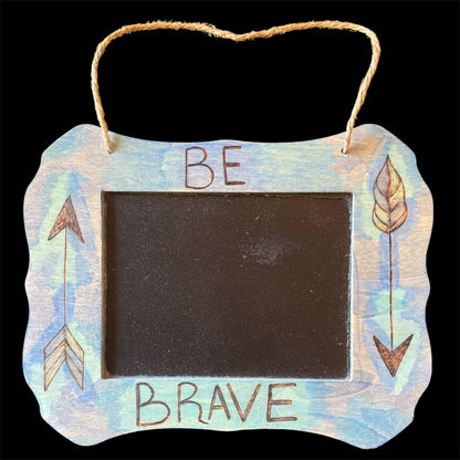 Chalk boards Room Decor Door Hanging with Wood Burned Designs and Painted