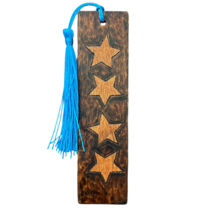 Handcrafted Bookmarks Wood Burned Words Designs with Tassels