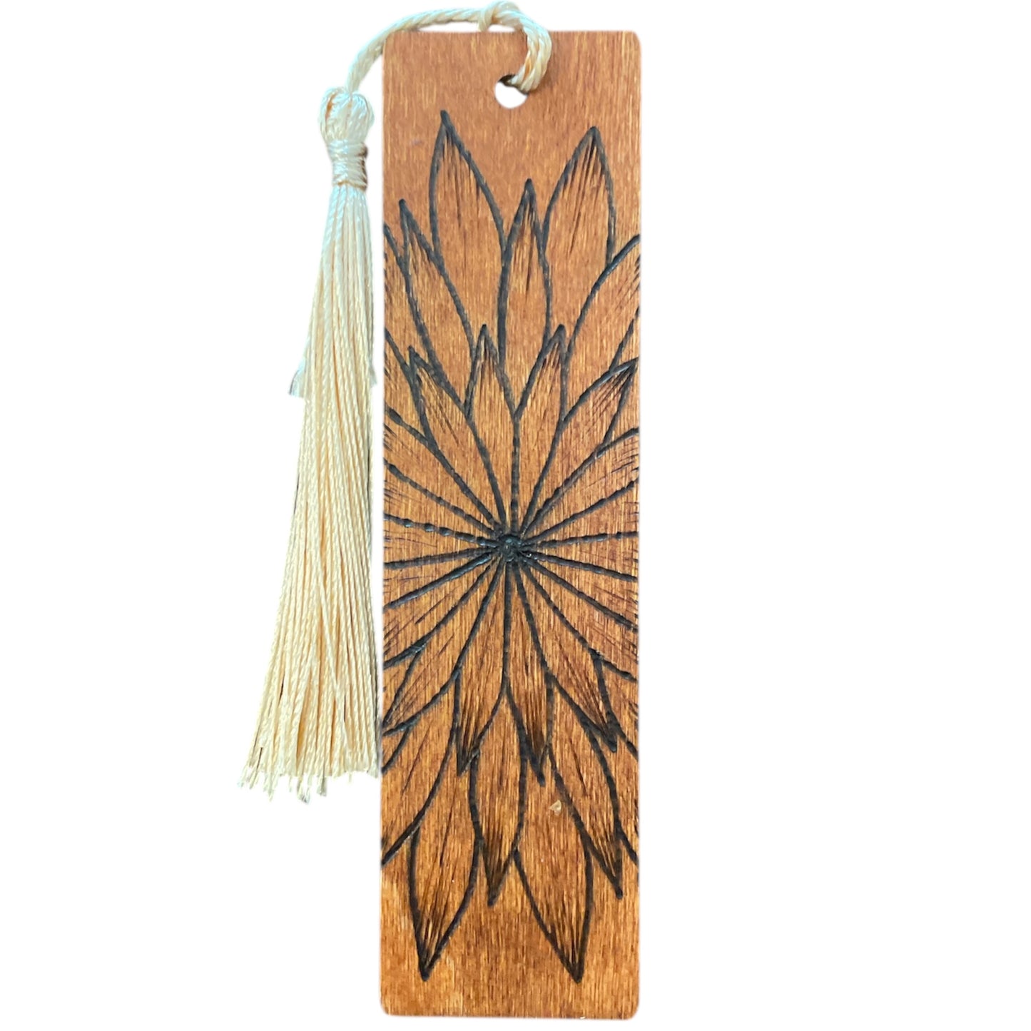 Handcrafted Bookmarks Wood Burned Designs with Tassels