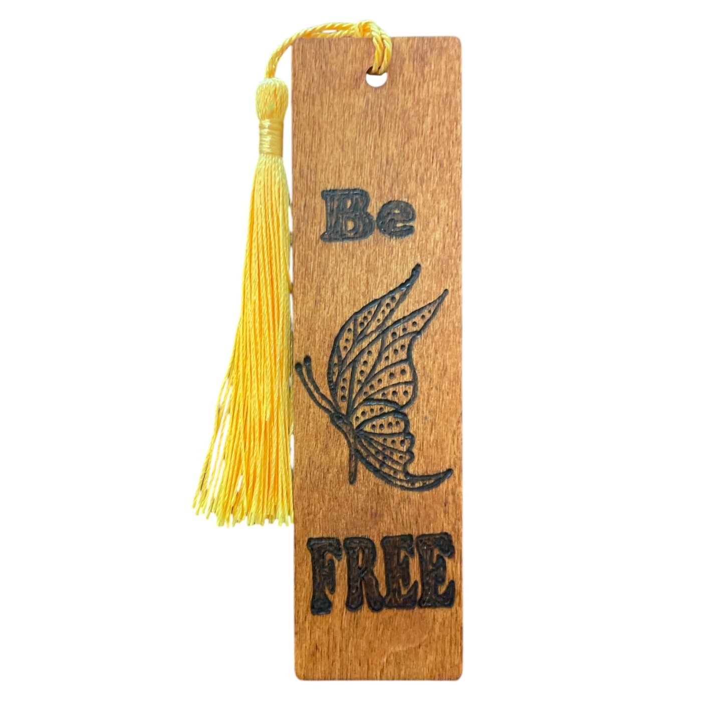 Handcrafted Bookmarks Wood Burned Designs with Tassels