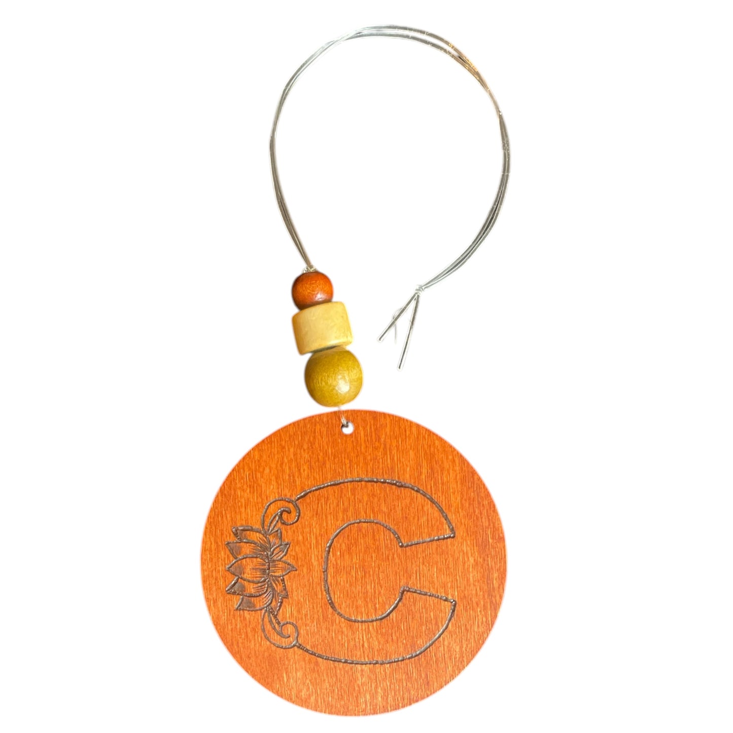 Christmas Tree Ornaments | Rearview Mirror Hanging | Wood-Burned Letter Ornament with Positive Word