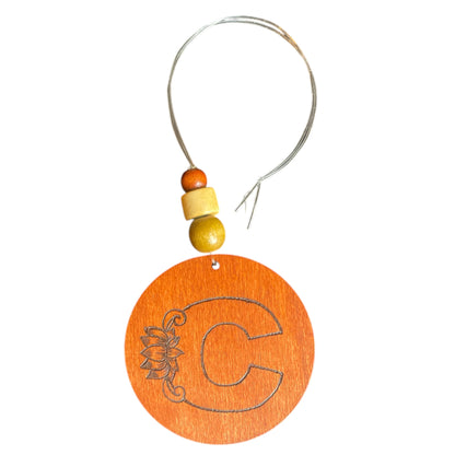 Christmas Tree Ornaments | Rearview Mirror Hanging | Wood-Burned Letter Ornament with Positive Word