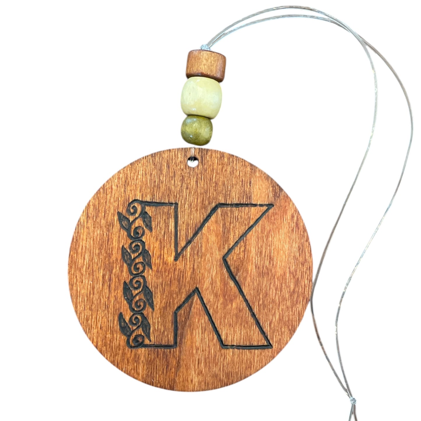 Christmas Tree Ornaments | Rearview Mirror Hanging | Wood-Burned Letter Ornament with Positive Word