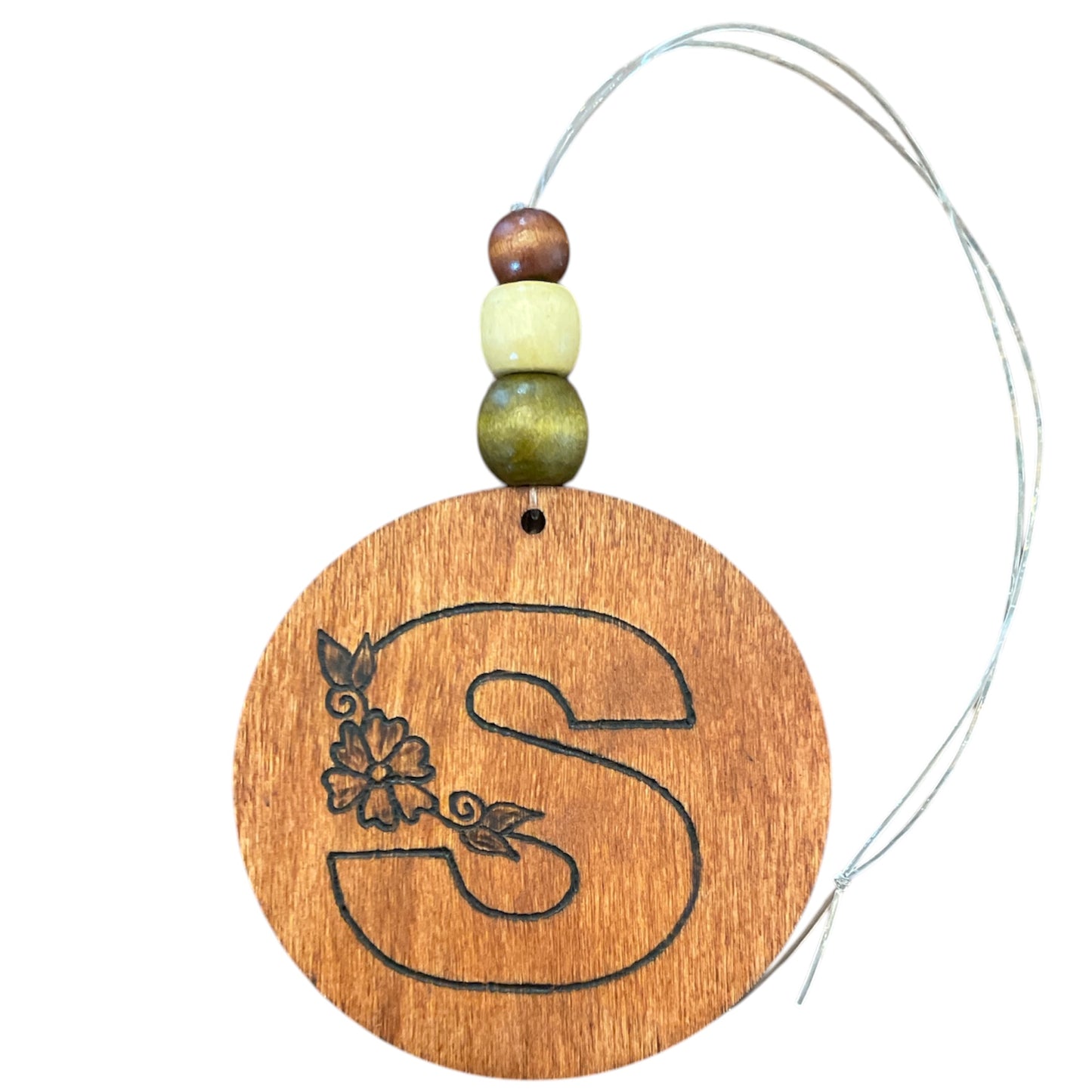 Christmas Tree Ornaments | English Alphabets | Wood-Burned Letter Ornament with Positive Word