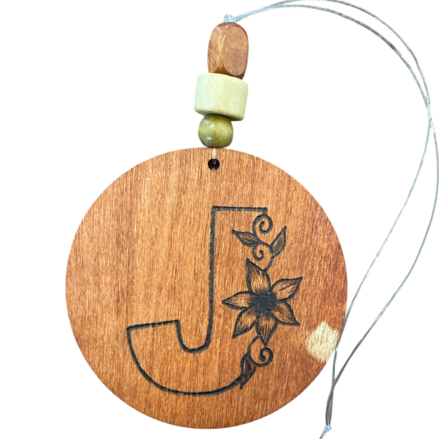 Christmas Tree Ornaments | Rearview Mirror Hanging | Wood-Burned Letter Ornament with Positive Word