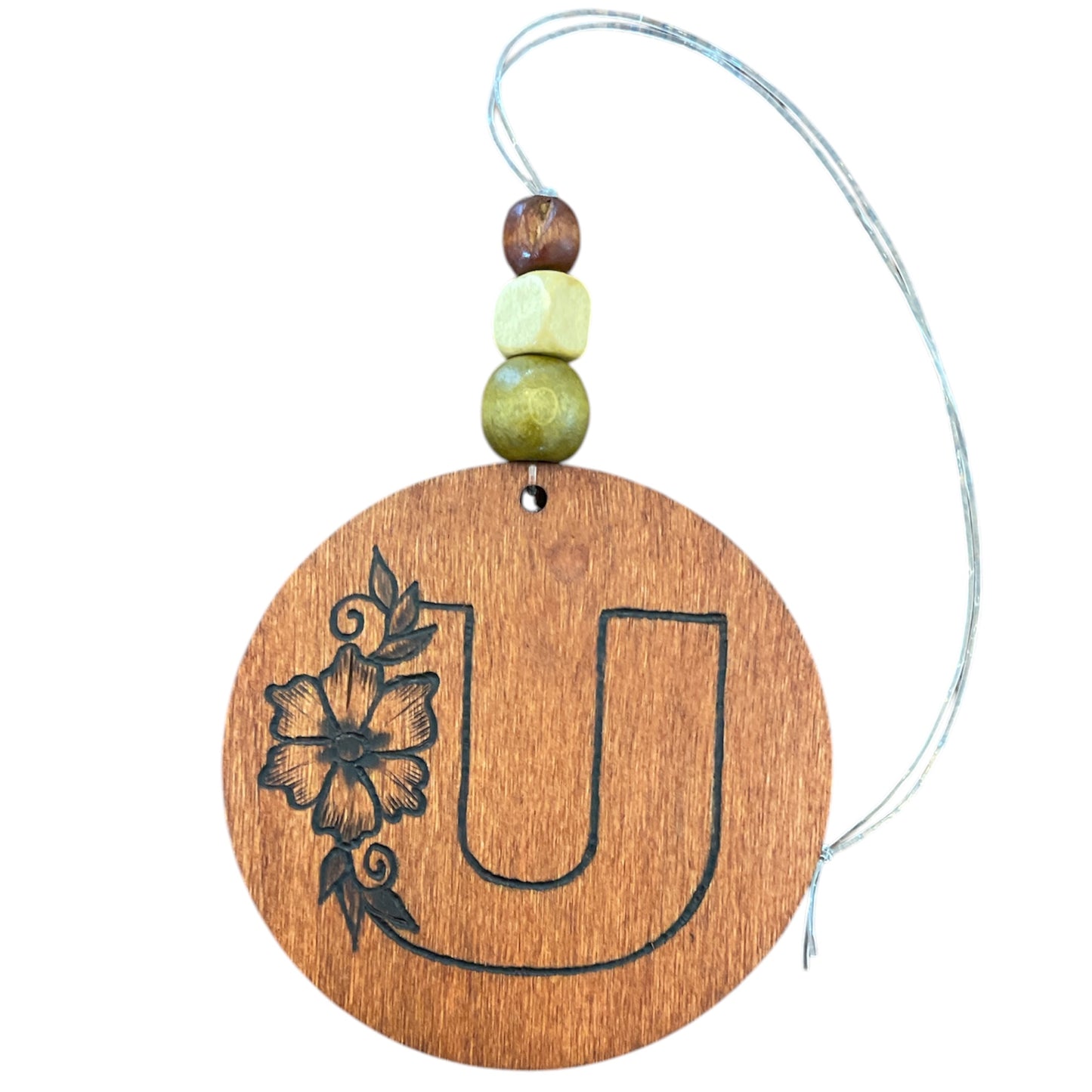 Christmas Tree Ornaments | English Alphabets | Wood-Burned Letter Ornament with Positive Word