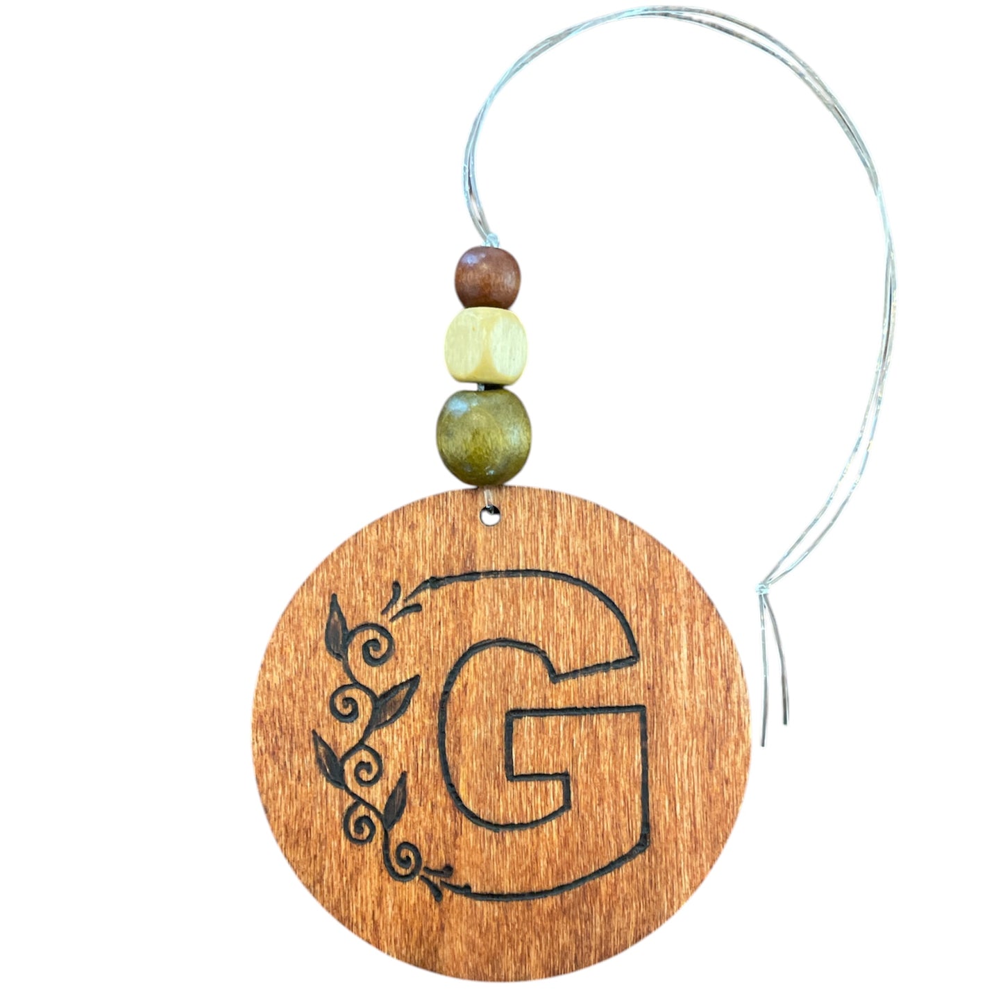 Christmas Tree Ornaments | Rearview Mirror Hanging | Wood-Burned Letter Ornament with Positive Word