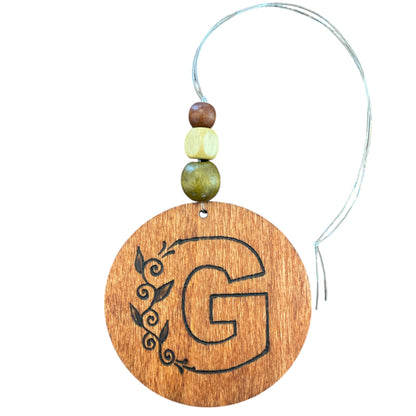 Christmas Tree Ornaments | Rearview Mirror Hanging | Wood-Burned Letter Ornament with Positive Word