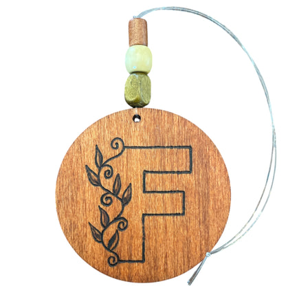 Christmas Tree Ornaments | Rearview Mirror Hanging | Wood-Burned Letter Ornament with Positive Word