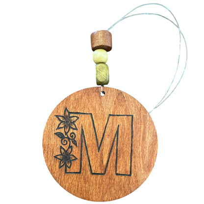 Christmas Tree Ornaments | English Alphabets | Wood-Burned Letter Ornament with Positive Word
