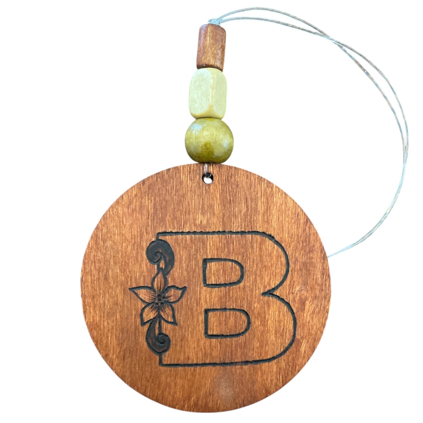 Christmas Tree Ornaments | Rearview Mirror Hanging | Wood-Burned Letter Ornament with Positive Word