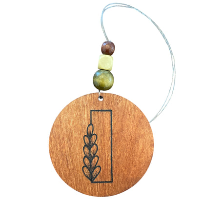 Christmas Tree Ornaments | Rearview Mirror Hanging | Wood-Burned Letter Ornament with Positive Word