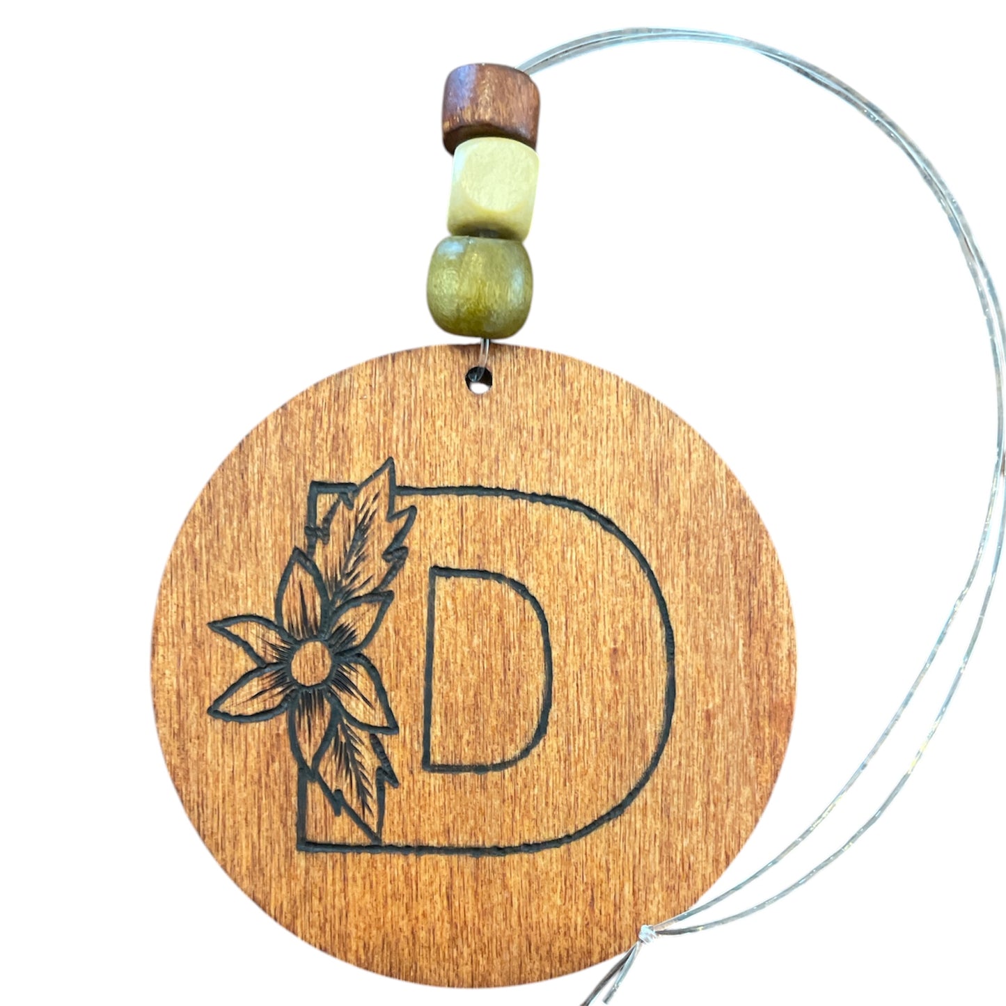 Christmas Tree Ornaments | Rearview Mirror Hanging | Wood-Burned Letter Ornament with Positive Word