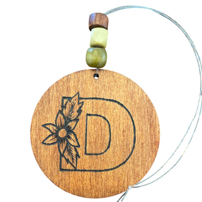 Christmas Tree Ornaments | Rearview Mirror Hanging | Wood-Burned Letter Ornament with Positive Word