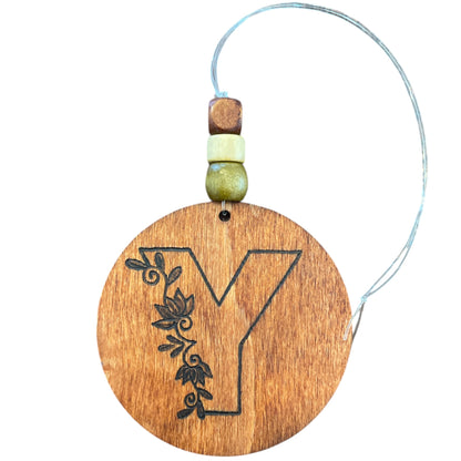 Christmas Tree Ornaments | English Alphabets | Wood-Burned Letter Ornament with Positive Word