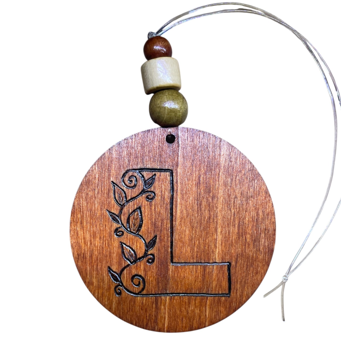 Christmas Tree Ornaments | Rearview Mirror Hanging | Wood-Burned Letter Ornament with Positive Word