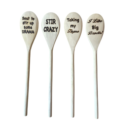 Rubberwood 14" Cooking Spoons with Custom Designs Eco-friendly