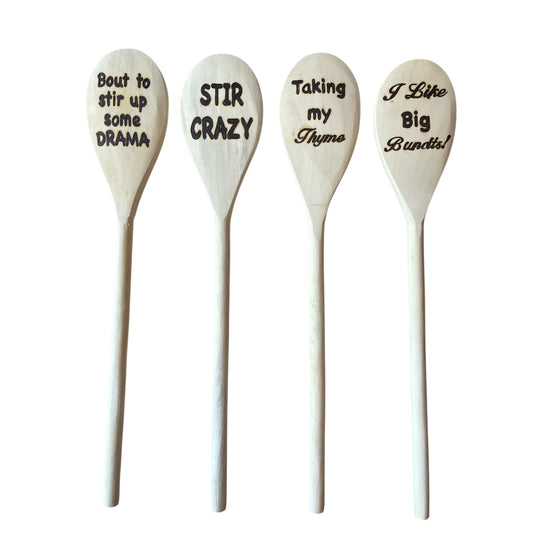 Rubberwood 14" Cooking Spoons with Custom Designs Eco-friendly