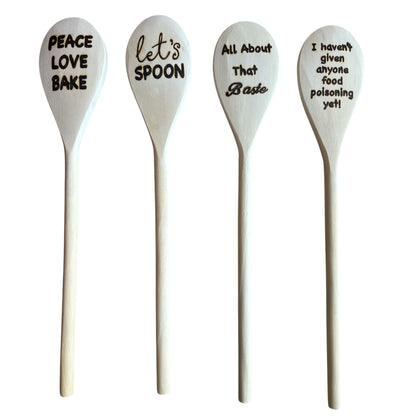 Rubberwood 14" Cooking Spoons with Custom Designs Eco-friendly