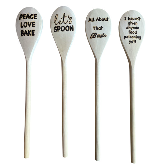 Rubberwood 14" Cooking Spoons with Custom Designs Eco-friendly