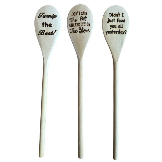 Rubberwood 14" Cooking Spoons with Custom Designs Eco-friendly
