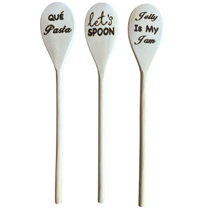 Rubberwood 14" Cooking Spoons with Custom Designs Eco-friendly