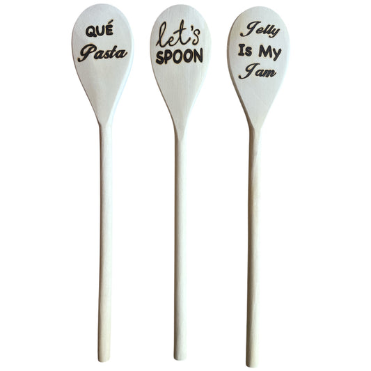 Rubberwood 14" Cooking Spoons with Custom Designs Eco-friendly