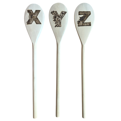 Rubberwood 14" Cooking Spoons with English Alphabets X-Z | Eco-friendly