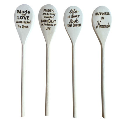 Rubberwood 14" Cooking Spoons| Eco-friendly| Custom Designs| Humor Quotes