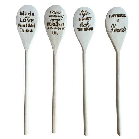 Rubberwood 14" Cooking Spoons| Eco-friendly| Custom Designs| Humor Quotes