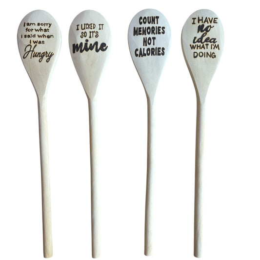 Rubberwood 14" Cooking Spoons| Eco-friendly| Custom Designs| Funny Quotes