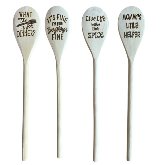 Rubberwood 14" Cooking Spoons| Eco-friendly| Custom Designs| Funny Quotes